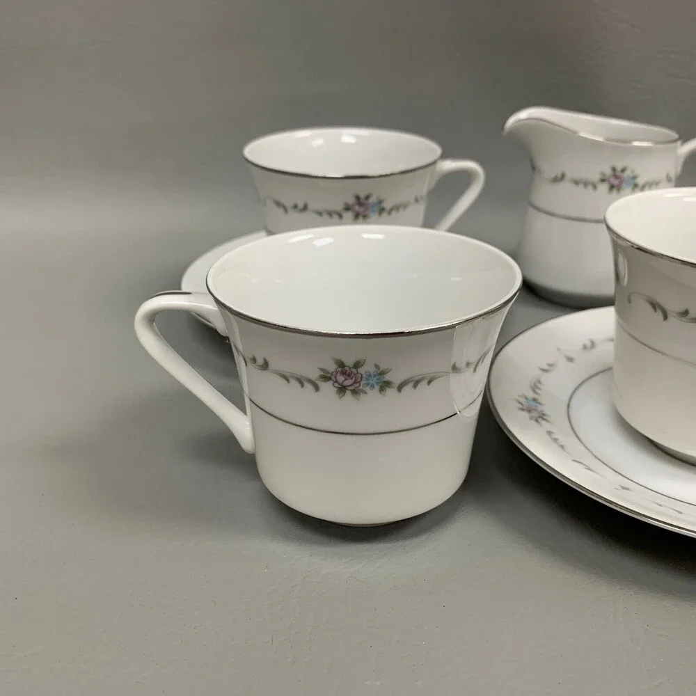 Wyndham Valencia 364 Cups Saucers Creamer Sugar Bowl Multi-color Floral Lot of 9